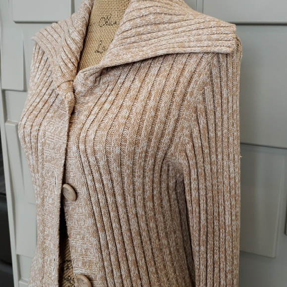 North Crest sweater coat jacket beige tan long sleeve Size Large Juniors - Picture 3 of 5